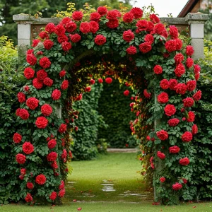 Роза плетистая Алый Триумф купить по цене от 319р. в интернет-магазине «Посадика» с доставкой почтой в в Туринске и по всей России – [изображение №1].